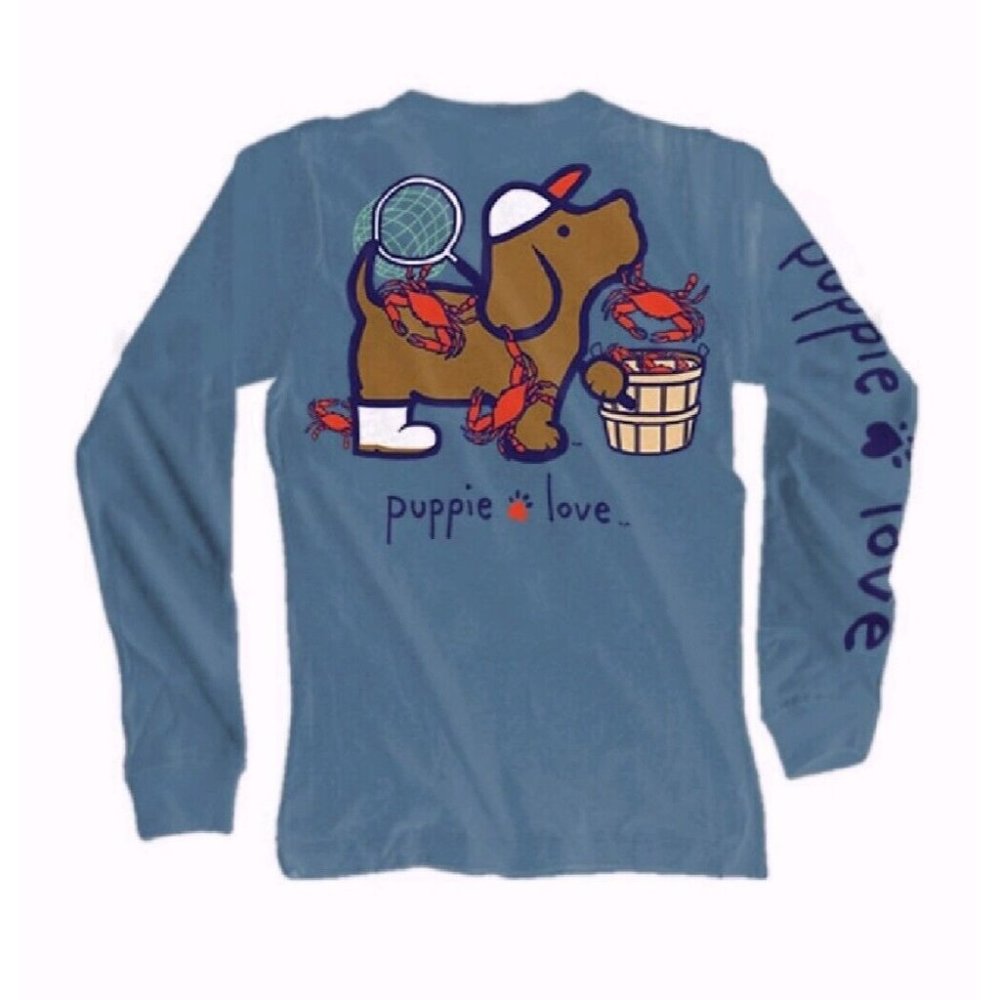 Puppie Love Dog Crab Pup Long Sleeve T-Shirt Sweatshirt - NEW Fast Ship